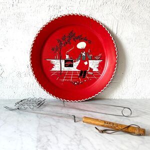 Vintage Stoyke Barbeque Tray 19"- Hot Dog Grill Basket-Telescoping Roasting Fork